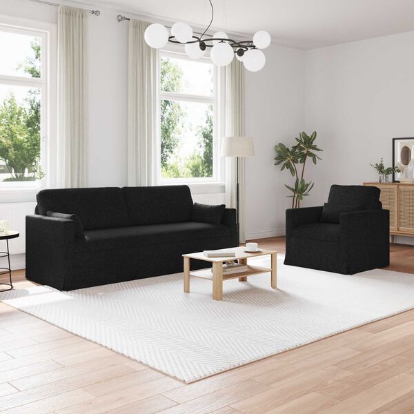 vidaXL Kanap&eacute; 2 pcs Fekete 198 x 78 x 80 cm sz&ouml;vet