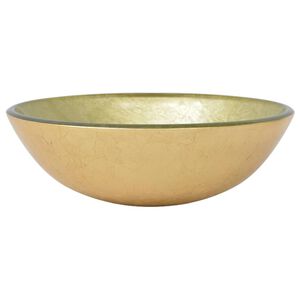 vidaXL 42 cm-es edzett &uuml;veg mosd&oacute;kagyl&oacute; aranysz&iacute;nű