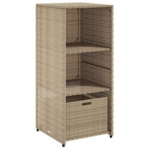 vidaXL b&eacute;zs polyrattan kerti t&aacute;rol&oacute;szekr&eacute;ny 50 x 55 x 115 cm