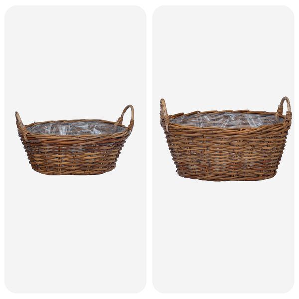 vidaXL Vir&aacute;gkos&aacute;r t&aacute;rol&oacute;val 2 pcs Barna Lacak Rattan
