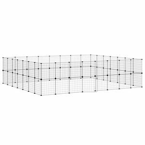 vidaXL 60 paneles fekete ac&eacute;l kis&aacute;llatketrec ajt&oacute;val 280 x 245 x 70 cm