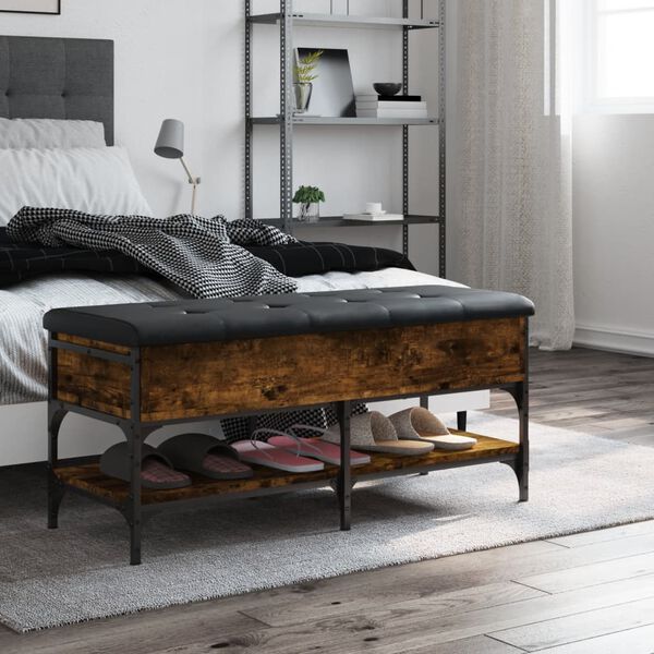 vidaXL f&uuml;st&ouml;s t&ouml;lgy sz&iacute;nű szerelt fa cipőt&aacute;rol&oacute; pad 102 x 42 x 45 cm