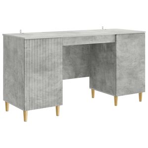 vidaXL Asztal polcokkal Betonsz&uuml;rke 142,5 x 50 x 75 cm Szerelt Fa