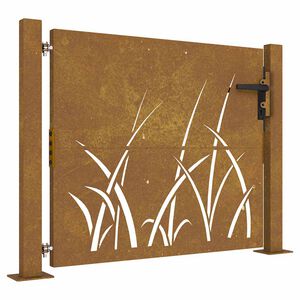 vidaXL Corten acél kerti kapu 100x75 cm, fűmintás