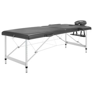 vidaXL 2 z&oacute;n&aacute;s antracit massz&aacute;zsasztal alum&iacute;nium v&aacute;zzal 186 x 68 cm