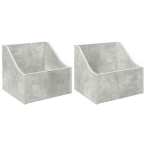 vidaXL LP lemez doboz 2 db Betonsz&uuml;rke 37 x 33 x 32 cm Szerelt Fa