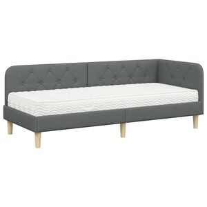 vidaXL Sarok&aacute;gy keret matracmal S&ouml;t&eacute;tsz&uuml;rke 80 x 200 cm sz&ouml;vet