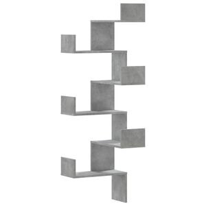 vidaXL betonsz&uuml;rke szerelt fa fali sarokpolc 45 x 45 x 147 cm