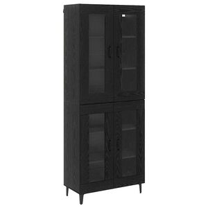 vidaXL Magasfi&uacute; Fekete t&ouml;lgy 69,5 x 34 x 180 cm Faanyag