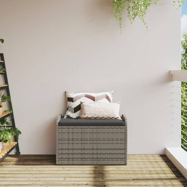 vidaXL sz&uuml;rke polyrattan t&aacute;rol&oacute;pad p&aacute;rn&aacute;val 80 x 51 x 52 cm