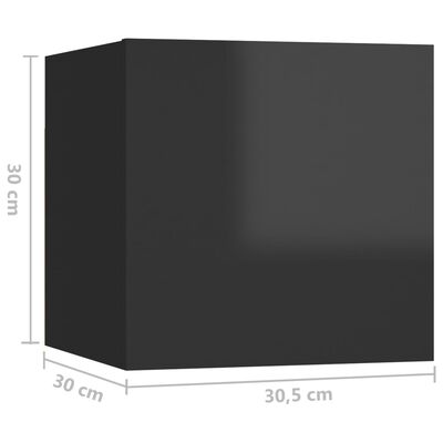 vidaXL magasfényű fekete forgácslap éjjeliszekrény 30,5 x 30 x 30 cm