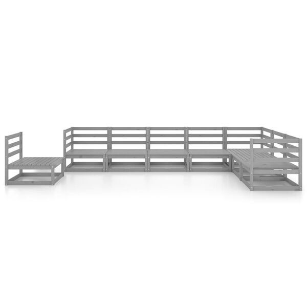 vidaXL 8 r&eacute;szes sz&uuml;rke t&ouml;m&ouml;r fenyőfa kerti &uuml;lőgarnit&uacute;ra