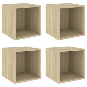 vidaXL 4 db sonoma t&ouml;lgy sz&iacute;nű szerelt fa fali szekr&eacute;ny 37x37x37 cm