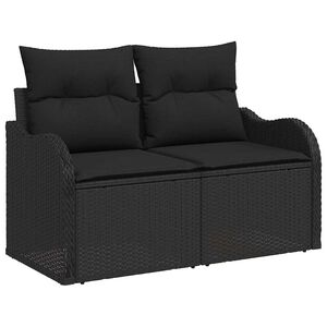 vidaXL Kerti kanap&eacute; p&aacute;rn&aacute;val Fekete 121 x 62 x 69cm polirattan