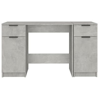 vidaXL betonszürke szerelt fa íróasztal kisszekrénnyel
