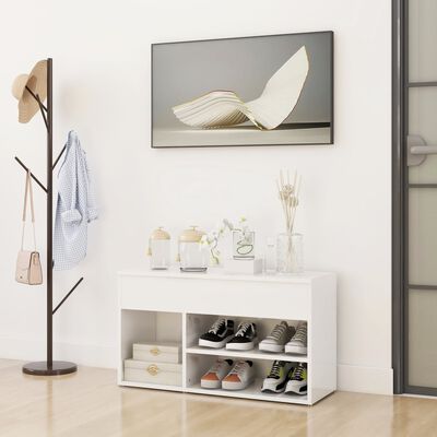 vidaXL magasfényű fehér forgácslap cipőtároló pad 80 x 30 x 45 cm