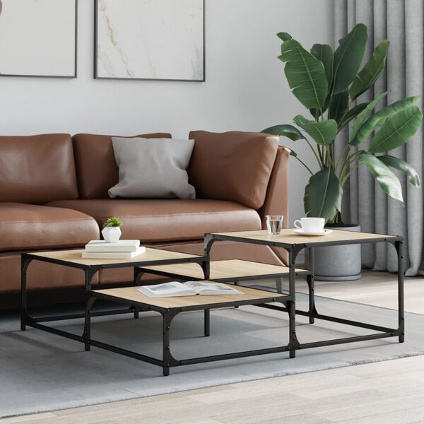 vidaXL sonoma tölgy színű szerelt fa dohányzóasztal 107 x 107 x 40 cm