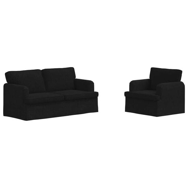 vidaXL Kanap&eacute; 2 pcs Fekete 162 x 80 x 85 cm sz&ouml;vet