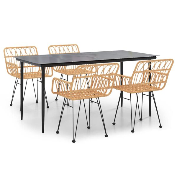 vidaXL 5 részes polyrattan kerti étkezőgarnitúra