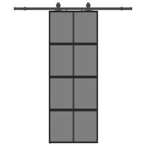 vidaXL fekete edzett &uuml;veg tol&oacute;ajt&oacute; f&eacute;mszerel&eacute;k szettel 76x205 cm