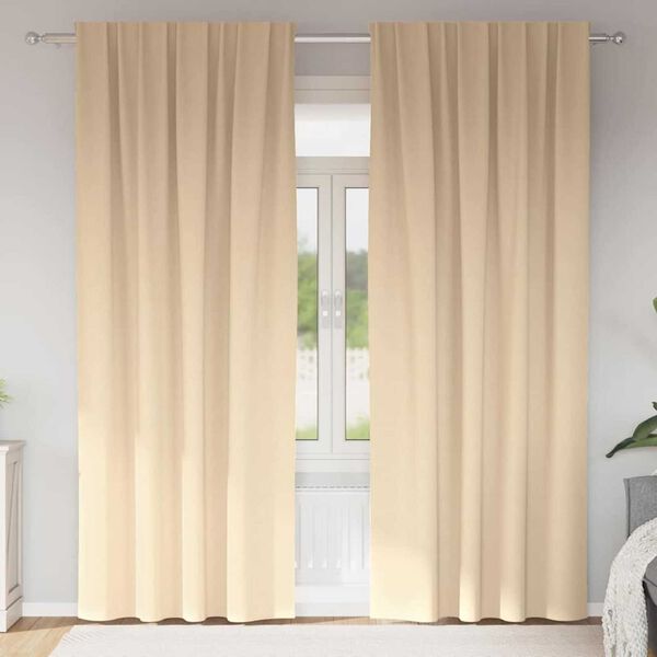 vidaXL Fekete F&uuml;gg&ouml;ny Gyűrűkkel 2 pcs Kr&eacute;m 245 x 140 cm Poli&eacute;szter