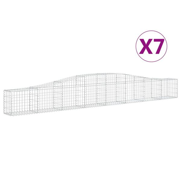 vidaXL 7 db &iacute;ves horganyzott vas gabion kos&aacute;r 400x30x40/60 cm