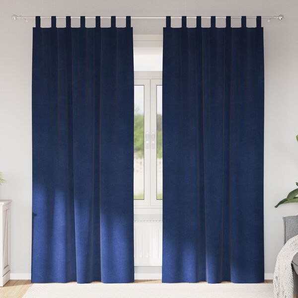 vidaXL Sötétítő függönyök 2 pcs Sötét kék 140 x 225 cm Bársony