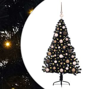 vidaXL Mesters&eacute;ges, előre vil&aacute;g&iacute;tott kar&aacute;csonyi fa Fekete 120 cm PVC