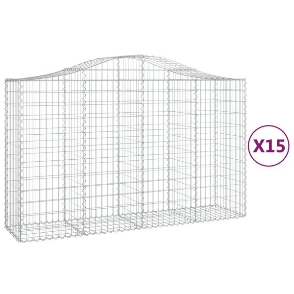 vidaXL 15 db &iacute;ves horganyzott vas gabion kos&aacute;r 200x50x120/140 cm