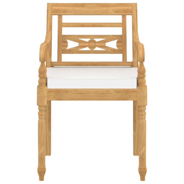 vidaXL 4 db tömör tíkfa Batavia szék párnákkal