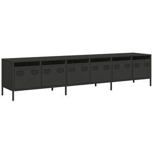 vidaXL fekete hidegen hengerelt ac&eacute;l TV-szekr&eacute;ny 202 x 39 x 43,5 cm