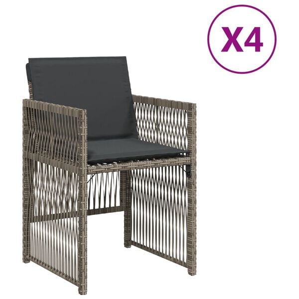 vidaXL 4 db sz&uuml;rke polyrattan kerti sz&eacute;k p&aacute;rn&aacute;val