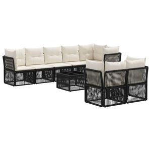 vidaXL Kerti Kanap&eacute; Szett 9 pcs Fekete polirattan