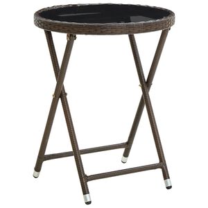 vidaXL barna polyrattan &eacute;s edzett &uuml;veg te&aacute;z&oacute;asztal 60 cm