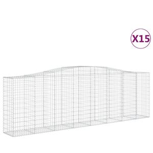 vidaXL 15 db &iacute;ves horganyzott vas gabion kos&aacute;r 400x50x120/140 cm