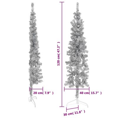 vidaXL ezüst vékony fél műkarácsonyfa állvánnyal 120 cm
