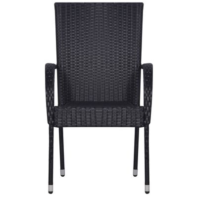 vidaXL 4 db fekete rakásolható polyrattan kültéri szék