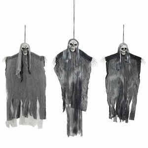 vidaXL Halloween F&uuml;ggő Szellem 3 db Fekete 66 x 110 cm Poli&eacute;szter
