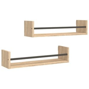vidaXL 2 db sonoma t&ouml;lgy fali polc r&uacute;ddal 60 x 16 x 14 cm