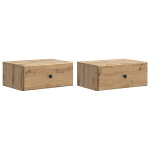 vidaXL Fali &eacute;jjeli szekr&eacute;ny 2 db K&eacute;zműves T&ouml;lgy 49 x 34,5 x 20 cm