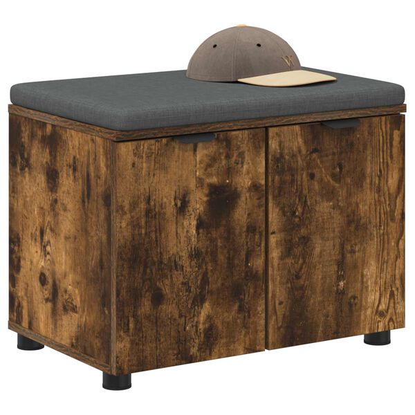 vidaXL Előt&eacute;r pad p&aacute;rn&aacute;val t&aacute;rol&oacute;val F&uuml;st&ouml;lt t&ouml;lgy 60 x 38 x 46 cm