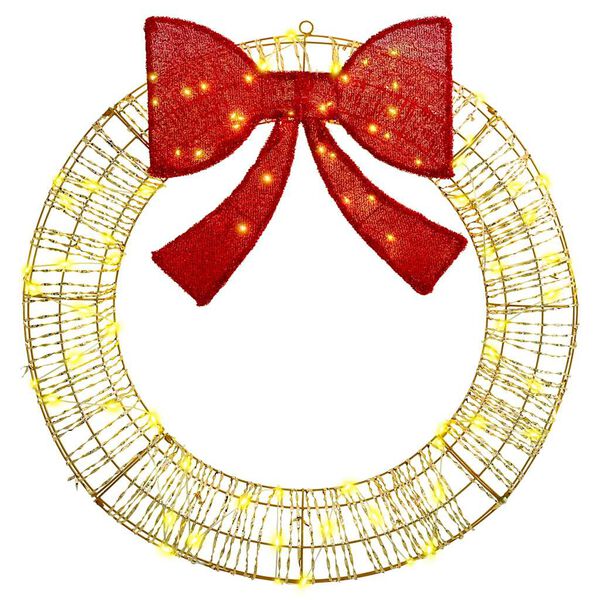 vidaXL Koszor&uacute; 80 LED-del Meleg feh&eacute;r 91 x 91 x 9 cm PET