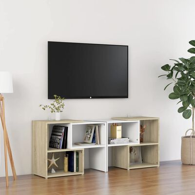 vidaXL fehér és sonoma tölgy forgácslap TV-szekrény 104x30x52 cm