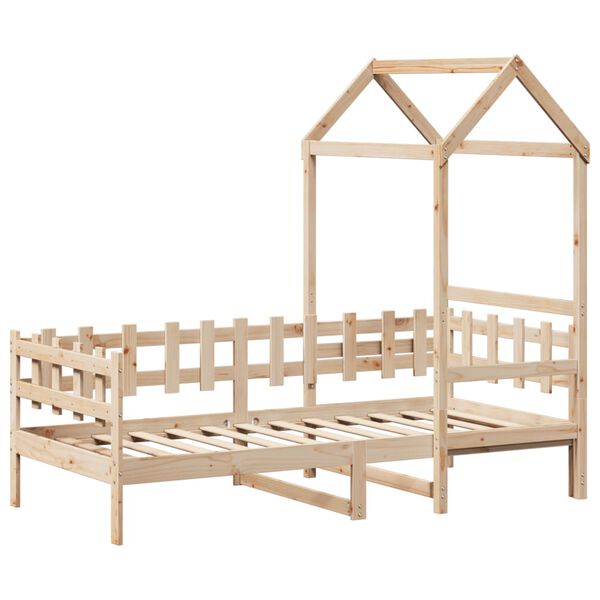 vidaXL t&ouml;m&ouml;r fenyőfa kanap&eacute;&aacute;gy tetővel 80 x 200 cm