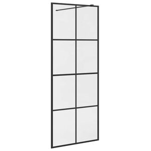 vidaXL fekete zuhanyfal &aacute;tl&aacute;tsz&oacute; ESG &uuml;veggel 80 x 195 cm