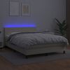 vidaXL kr&eacute;msz&iacute;nű műbőr rug&oacute;s &aacute;gy matraccal &eacute;s LED-del 140x200 cm