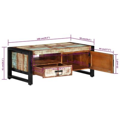 vidaXL tömör újrahasznosított fa dohányzóasztal 100 x 50 x 41 cm