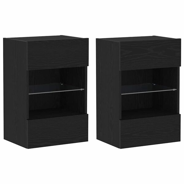 vidaXL TV szekr&eacute;ny garnit&uacute;ra 2 pcs Fekete 40 x 30 x 60,5 cm Faanyag