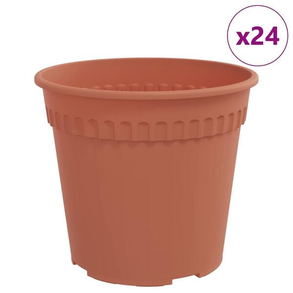 vidaXL Kerek Vir&aacute;gcser&eacute;p 24 pcs T&eacute;gla V&ouml;r&ouml;s &Oslash; 17 x 14 cm Műanyag