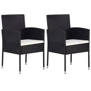 vidaXL 2 db fekete polyrattan kerti sz&eacute;k kr&eacute;mfeh&eacute;r p&aacute;rn&aacute;kkal